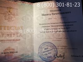 Аттестат 9 класс 2014-2020 годов, нового образца (заполненный), титульный лист на просвет